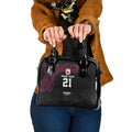 Queensland Papua New Guinea Custom Shoulder Handbag All Black Pacific PNG Tribal Style