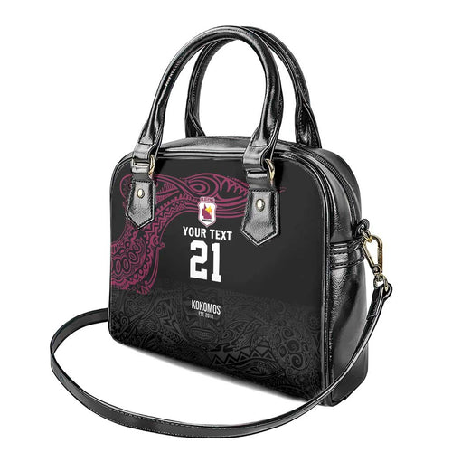 Queensland Papua New Guinea Custom Shoulder Handbag All Black Pacific PNG Tribal Style