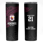 Queensland Papua New Guinea Custom Skinny Tumbler All Black Pacific PNG Tribal Style