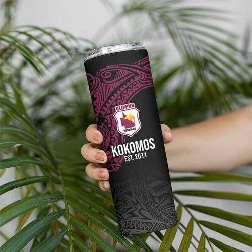 Queensland Papua New Guinea Custom Skinny Tumbler All Black Pacific PNG Tribal Style