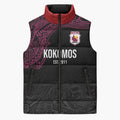 Queensland Papua New Guinea Custom Sleeveless Puffer Jacket All Black Pacific PNG Tribal Style - Aussie Hoodie