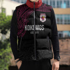 Queensland Papua New Guinea Custom Sleeveless Puffer Jacket All Black Pacific PNG Tribal Style - Aussie Hoodie