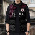 Queensland Papua New Guinea Custom Sleeveless Puffer Jacket All Black Pacific PNG Tribal Style - Aussie Hoodie