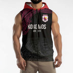 Queensland Papua New Guinea Custom Sleeveless Zip Hoodie All Black Pacific PNG Tribal Style LT9