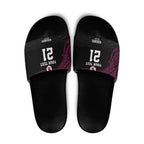 Queensland Papua New Guinea Custom Slide Sandals All Black Pacific PNG Tribal Style - Aussie Hoodie