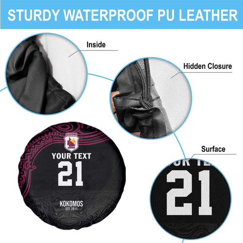 Queensland Papua New Guinea Custom Spare Tire Cover All Black Pacific PNG Tribal Style