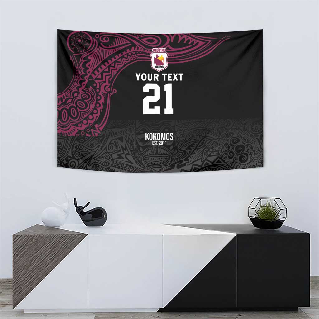 Queensland Papua New Guinea Custom Tapestry All Black Pacific PNG Tribal Style