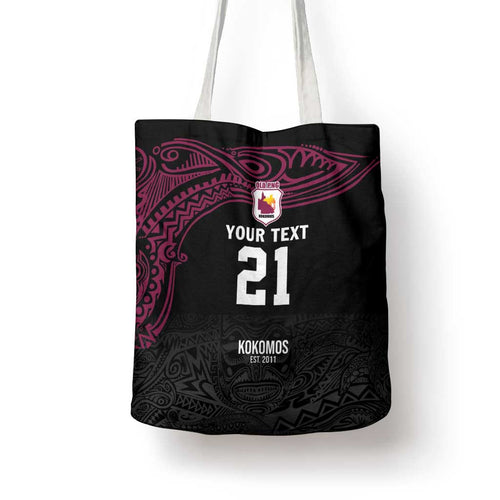 Queensland Papua New Guinea Custom Tote Bag All Black Pacific PNG Tribal Style - Aussie Hoodie