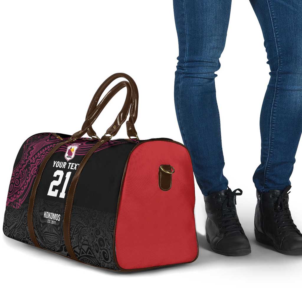 Queensland Papua New Guinea Custom Travel Bag All Black Pacific PNG Tribal Style - Aussie Hoodie