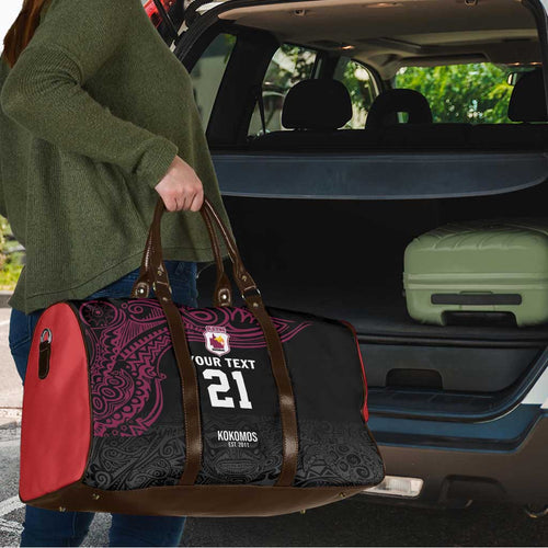 Queensland Papua New Guinea Custom Travel Bag All Black Pacific PNG Tribal Style - Aussie Hoodie