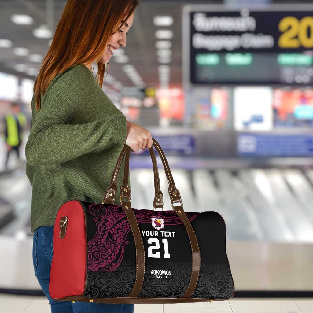Queensland Papua New Guinea Custom Travel Bag All Black Pacific PNG Tribal Style - Aussie Hoodie