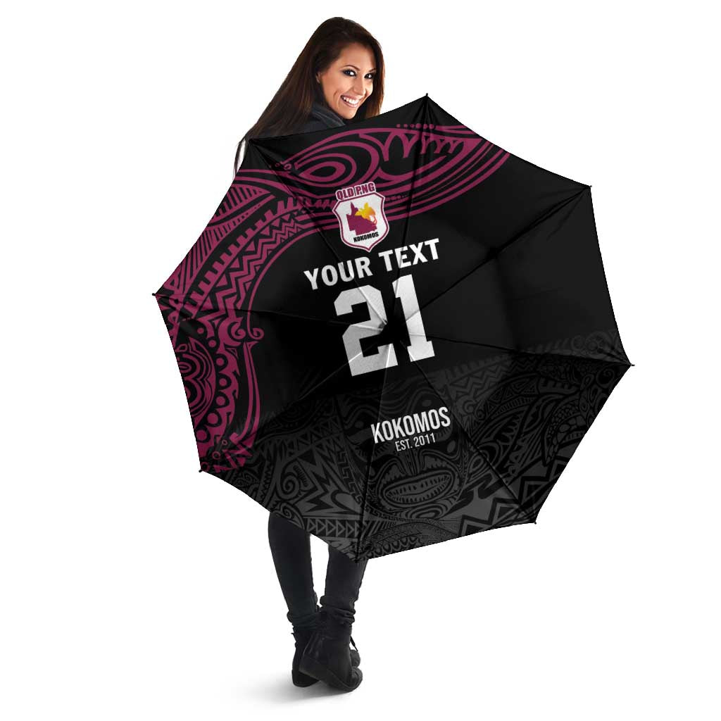 Queensland Papua New Guinea Custom Umbrella All Black Pacific PNG Tribal Style - Aussie Hoodie