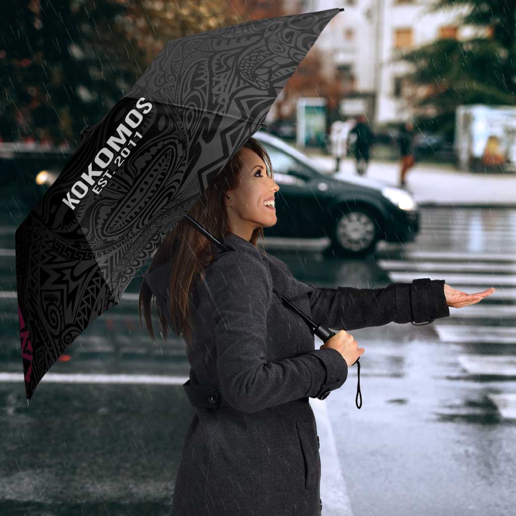 Queensland Papua New Guinea Custom Umbrella All Black Pacific PNG Tribal Style - Aussie Hoodie