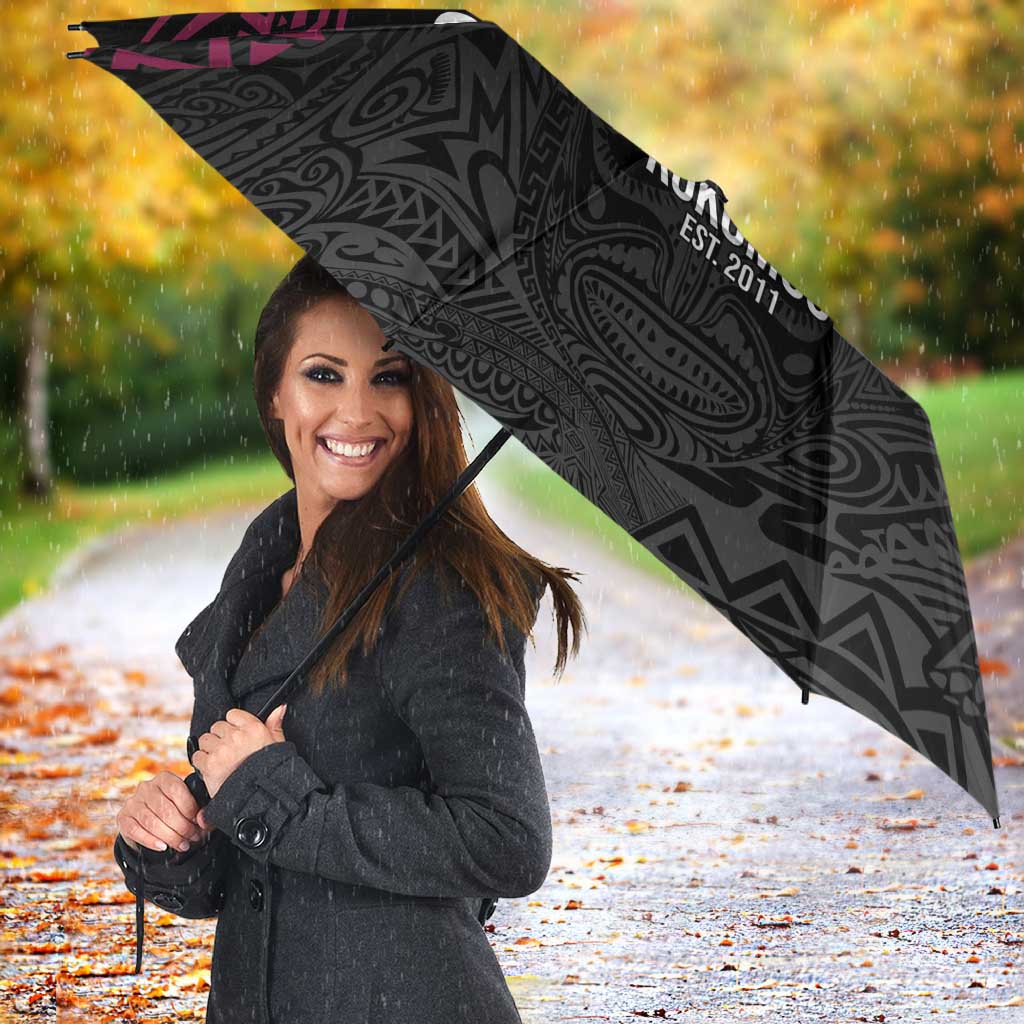 Queensland Papua New Guinea Custom Umbrella All Black Pacific PNG Tribal Style - Aussie Hoodie