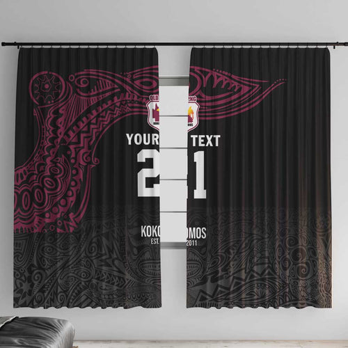 Queensland Papua New Guinea Custom Window Curtain All Black Pacific PNG Tribal Style