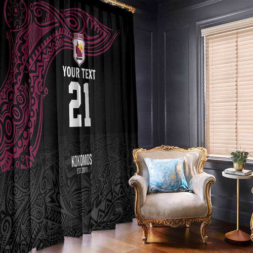 Queensland Papua New Guinea Custom Window Curtain All Black Pacific PNG Tribal Style