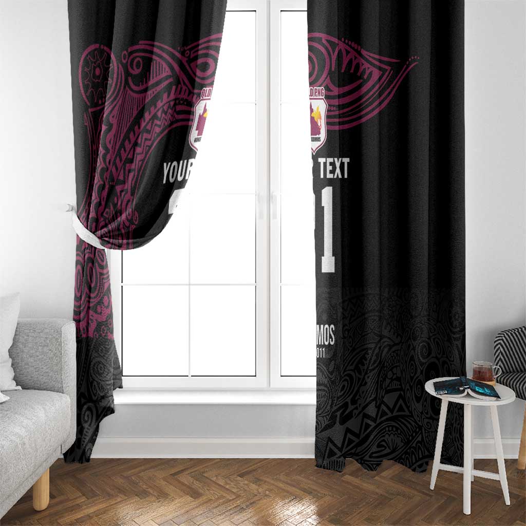 Queensland Papua New Guinea Custom Window Curtain All Black Pacific PNG Tribal Style