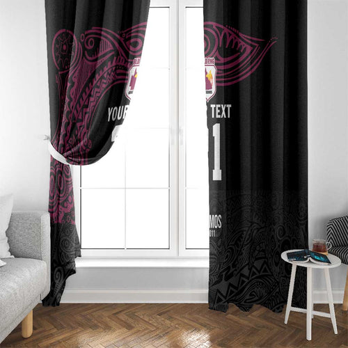 Queensland Papua New Guinea Custom Window Curtain All Black Pacific PNG Tribal Style