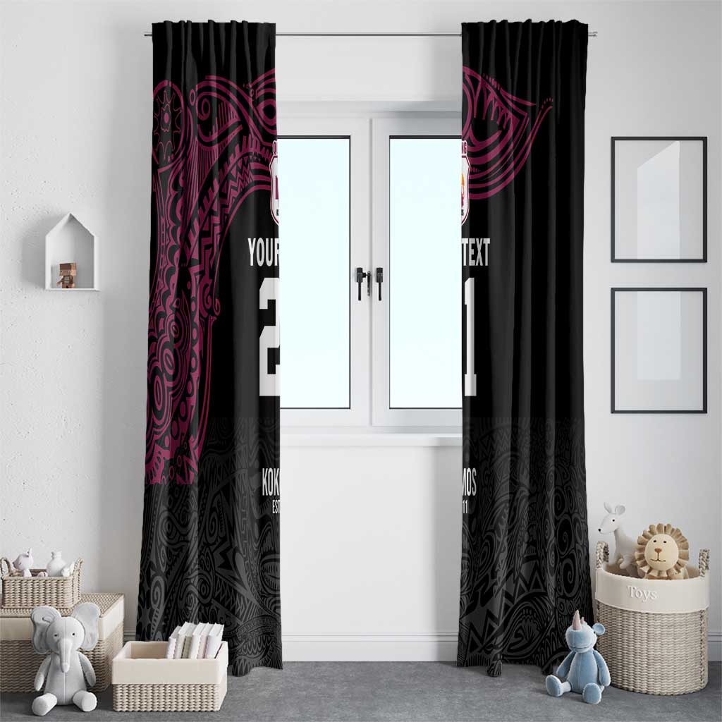 Queensland Papua New Guinea Custom Window Curtain All Black Pacific PNG Tribal Style