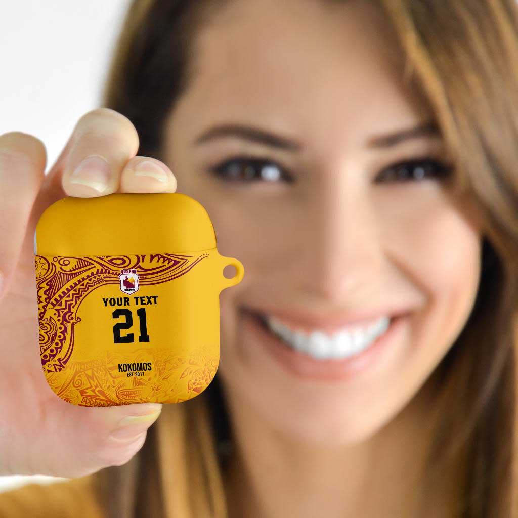 Queensland Papua New Guinea Custom AirPods Case All Gold Pacific PNG Tribal Style - Aussie Hoodie