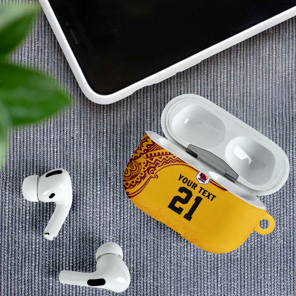 Queensland Papua New Guinea Custom AirPods Case All Gold Pacific PNG Tribal Style - Aussie Hoodie