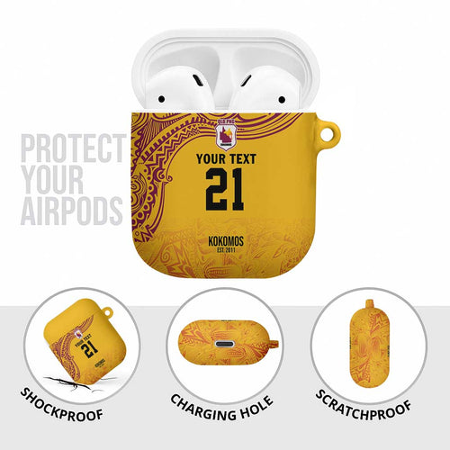 Queensland Papua New Guinea Custom AirPods Case All Gold Pacific PNG Tribal Style - Aussie Hoodie