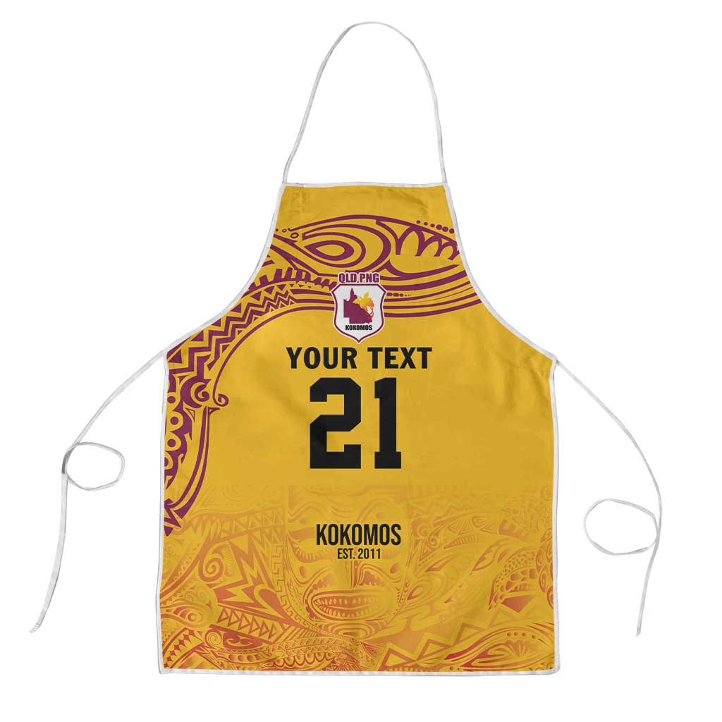 Queensland Papua New Guinea Custom Apron All Gold Pacific PNG Tribal Style - Aussie Hoodie