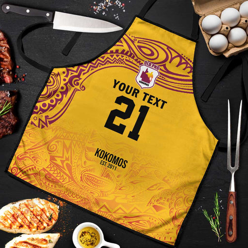 Queensland Papua New Guinea Custom Apron All Gold Pacific PNG Tribal Style - Aussie Hoodie