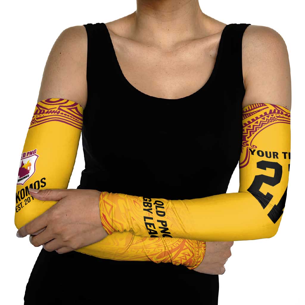 Queensland Papua New Guinea Custom Arm Sleeves All Gold Pacific PNG Tribal Style - Aussie Hoodie