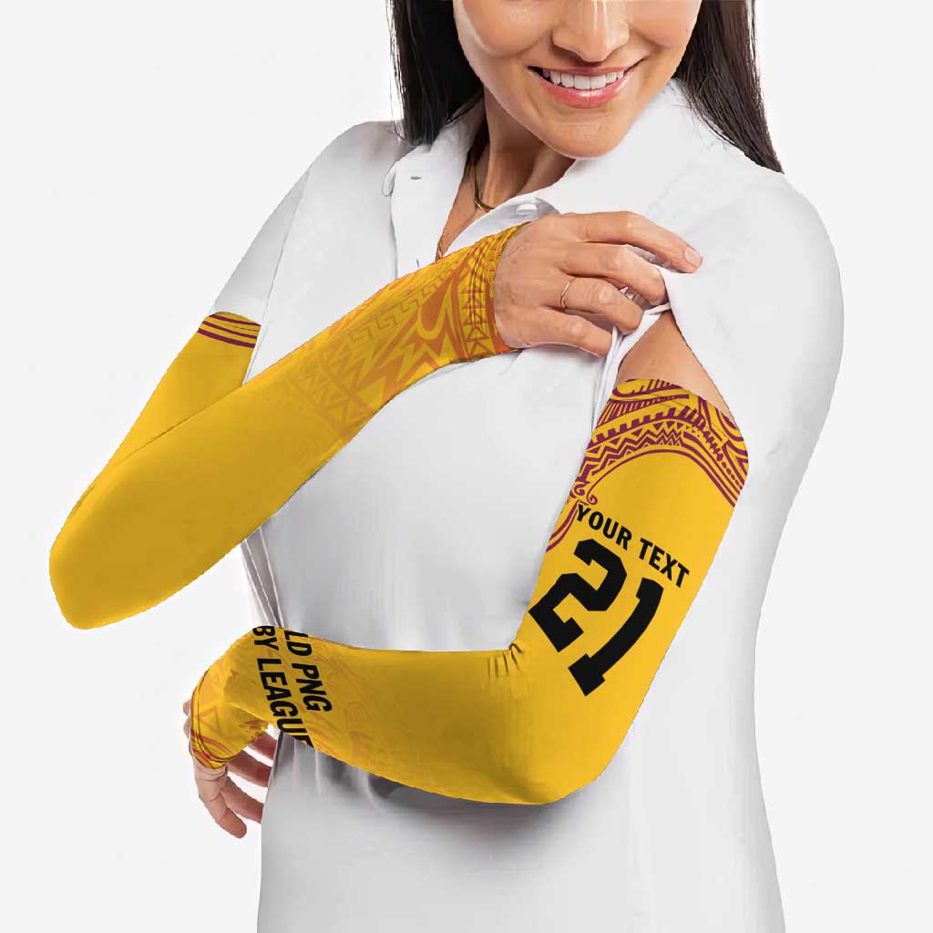 Queensland Papua New Guinea Custom Arm Sleeves All Gold Pacific PNG Tribal Style - Aussie Hoodie