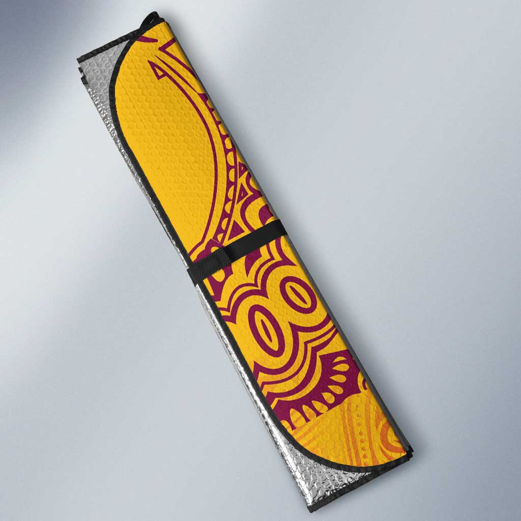 Queensland Papua New Guinea Custom Auto Sun Shade All Gold Pacific PNG Tribal Style - Aussie Hoodie