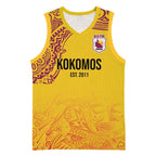 Queensland Papua New Guinea Custom Basketball Jersey All Gold Pacific PNG Tribal Style - Aussie Hoodie