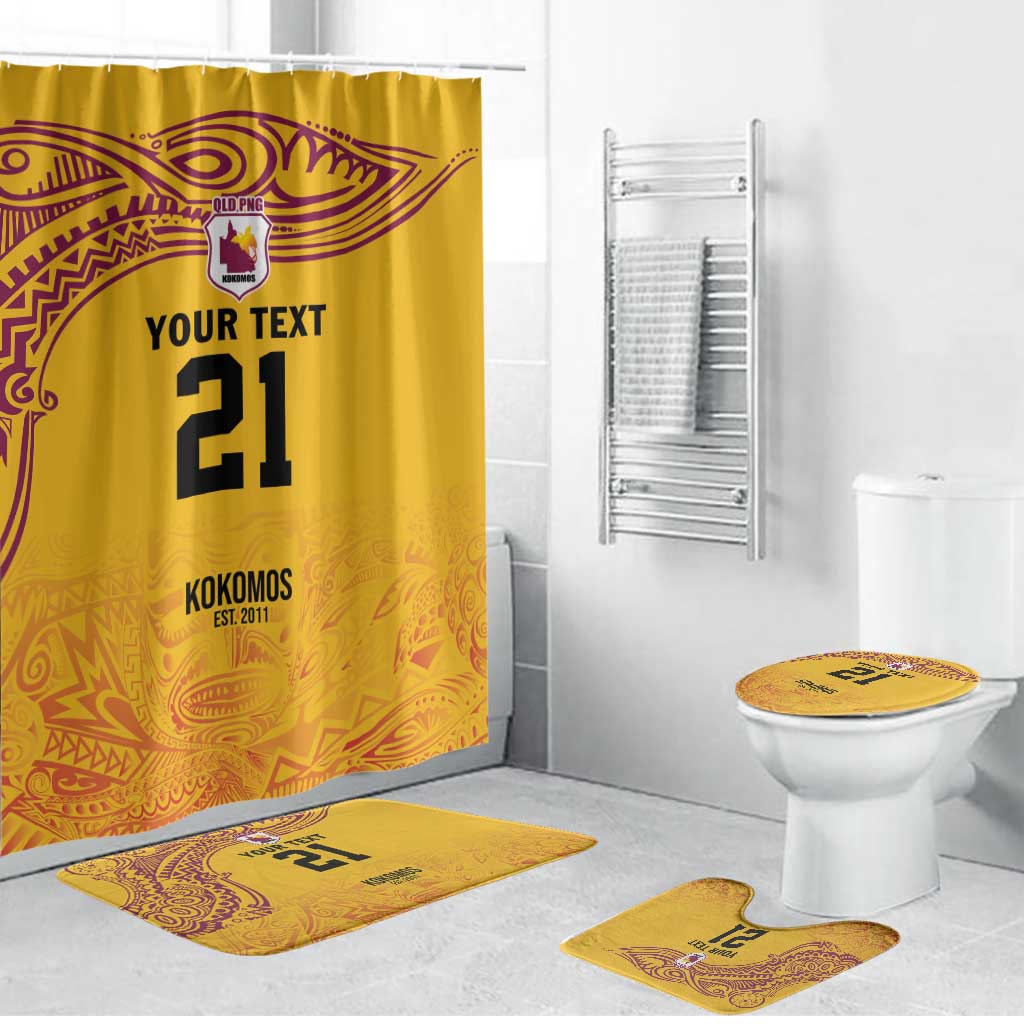 Queensland Papua New Guinea Custom Bathroom Set All Gold Pacific PNG Tribal Style - Aussie Hoodie