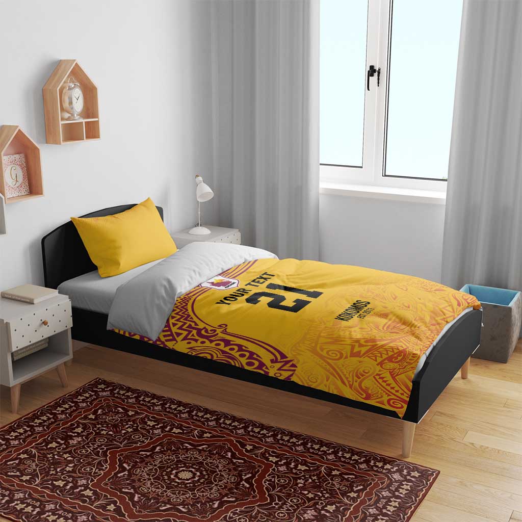 Queensland Papua New Guinea Custom Bedding Set All Gold Pacific PNG Tribal Style