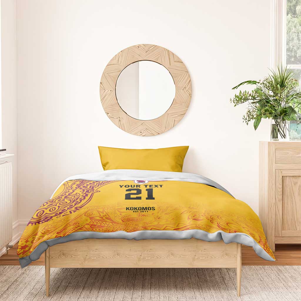 Queensland Papua New Guinea Custom Bedding Set All Gold Pacific PNG Tribal Style