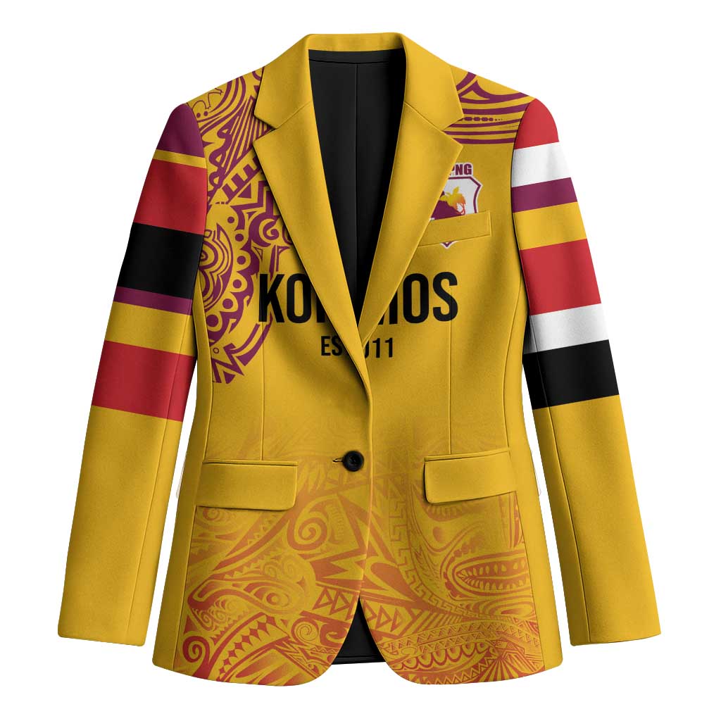 Queensland Papua New Guinea Custom Blazer All Gold Pacific PNG Tribal Style - Aussie Hoodie