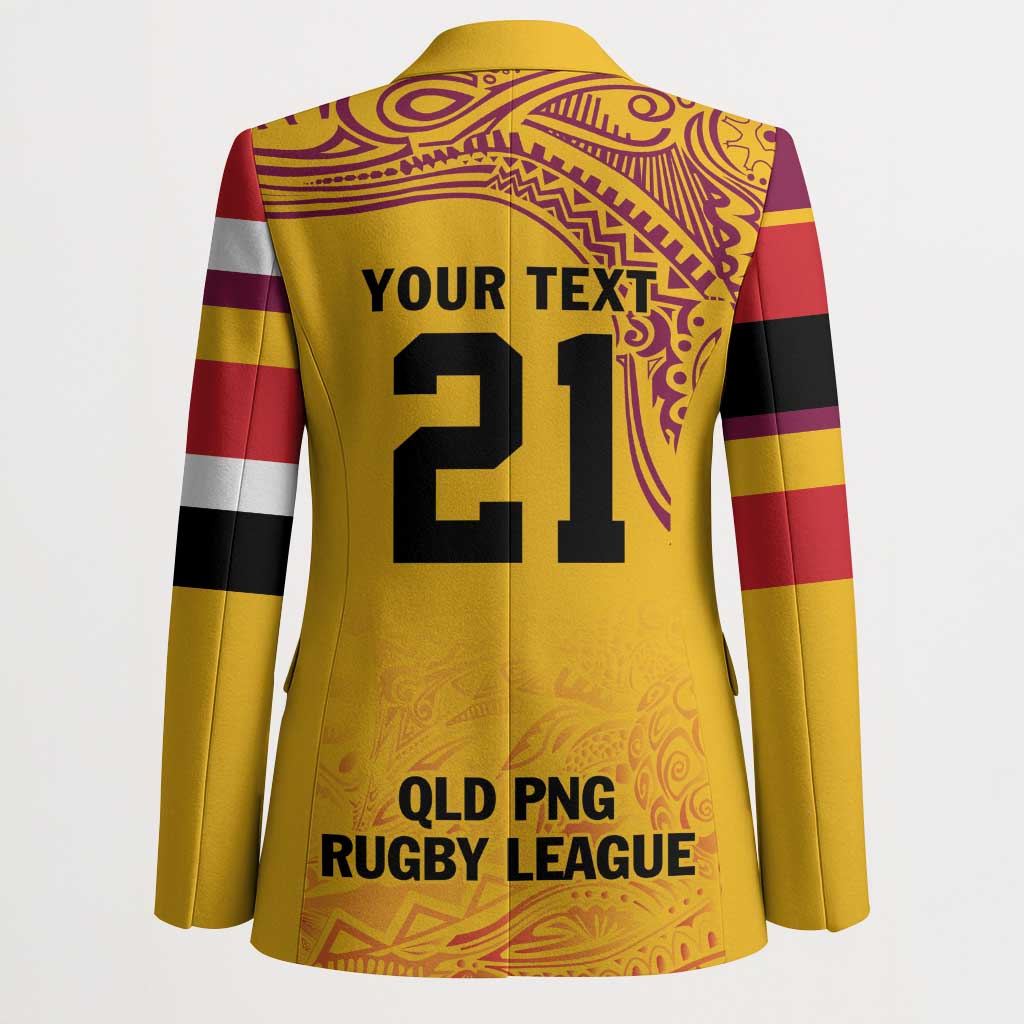 Queensland Papua New Guinea Custom Blazer All Gold Pacific PNG Tribal Style - Aussie Hoodie