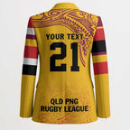 Queensland Papua New Guinea Custom Blazer All Gold Pacific PNG Tribal Style - Aussie Hoodie