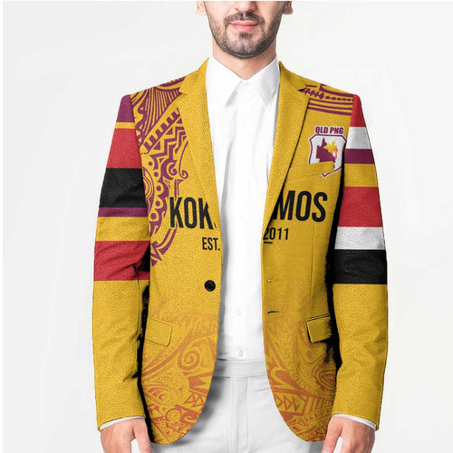 Queensland Papua New Guinea Custom Blazer All Gold Pacific PNG Tribal Style - Aussie Hoodie
