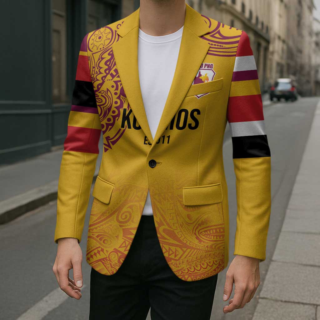Queensland Papua New Guinea Custom Blazer All Gold Pacific PNG Tribal Style - Aussie Hoodie