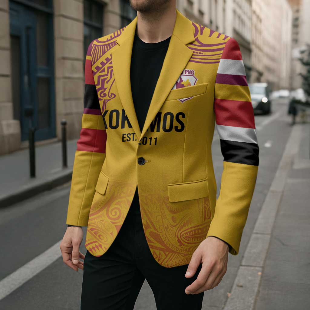 Queensland Papua New Guinea Custom Blazer All Gold Pacific PNG Tribal Style - Aussie Hoodie