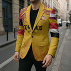 Queensland Papua New Guinea Custom Blazer All Gold Pacific PNG Tribal Style - Aussie Hoodie