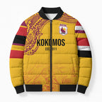 Queensland Papua New Guinea Custom Bomber Puffer Jacket All Gold Pacific PNG Tribal Style - Aussie Hoodie