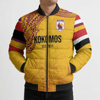 Queensland Papua New Guinea Custom Bomber Puffer Jacket All Gold Pacific PNG Tribal Style - Aussie Hoodie