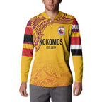Queensland Papua New Guinea Custom Button Sweatshirt All Gold Pacific PNG Tribal Style