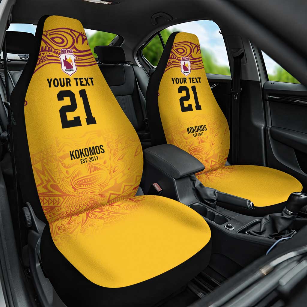 Queensland Papua New Guinea Custom Car Seat Cover All Gold Pacific PNG Tribal Style