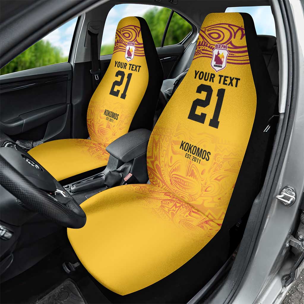 Queensland Papua New Guinea Custom Car Seat Cover All Gold Pacific PNG Tribal Style