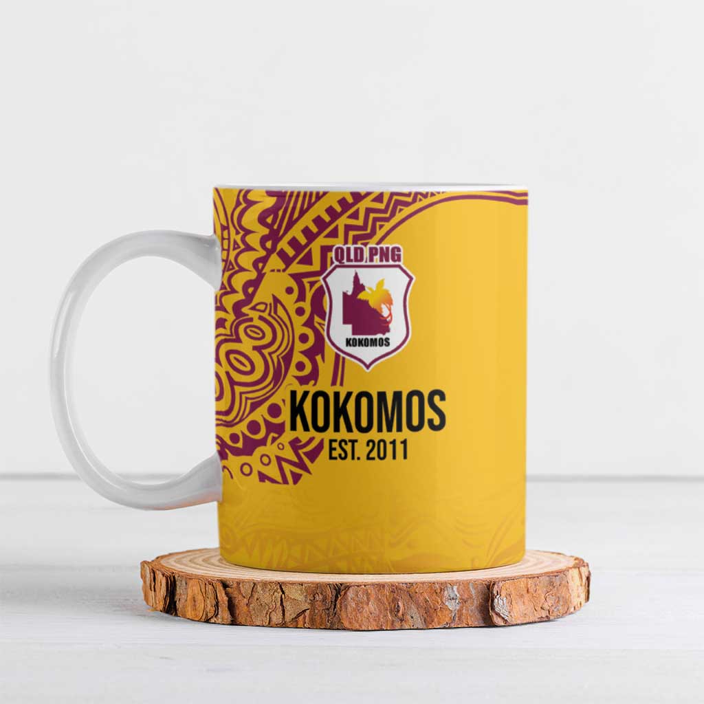 Queensland Papua New Guinea Custom Ceramic Mug All Gold Pacific PNG Tribal Style - Aussie Hoodie