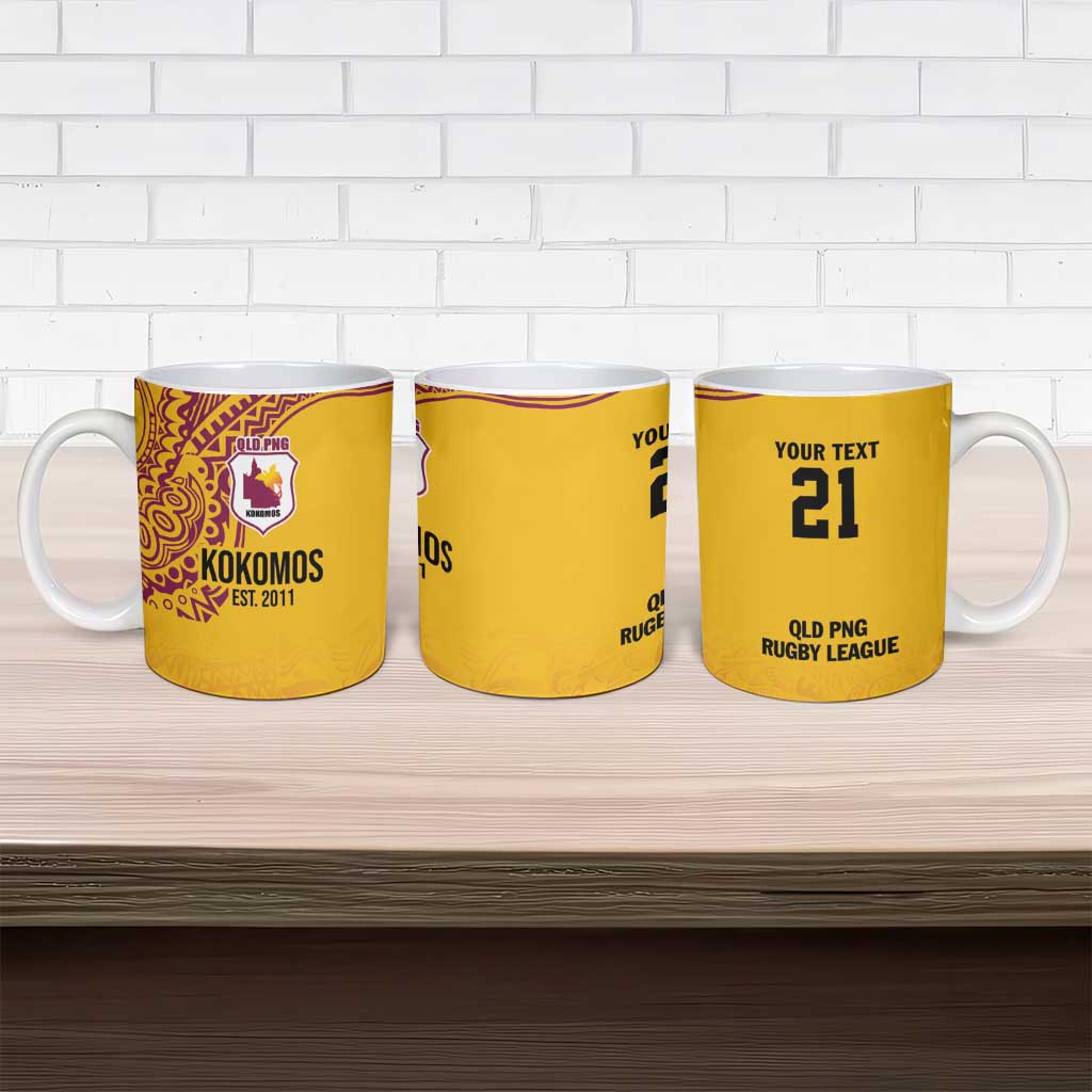Queensland Papua New Guinea Custom Ceramic Mug All Gold Pacific PNG Tribal Style - Aussie Hoodie