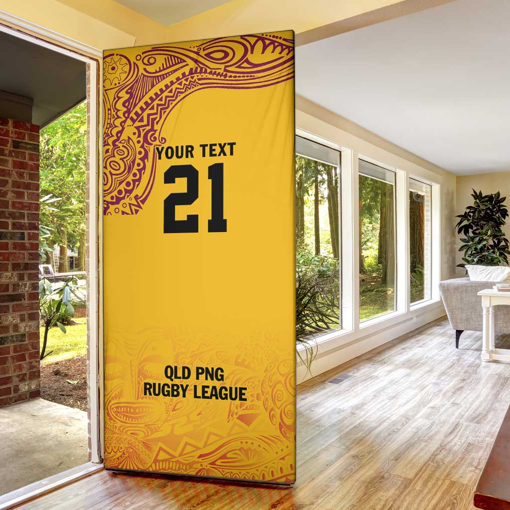 Queensland Papua New Guinea Custom Door Cover All Gold Pacific PNG Tribal Style - Aussie Hoodie